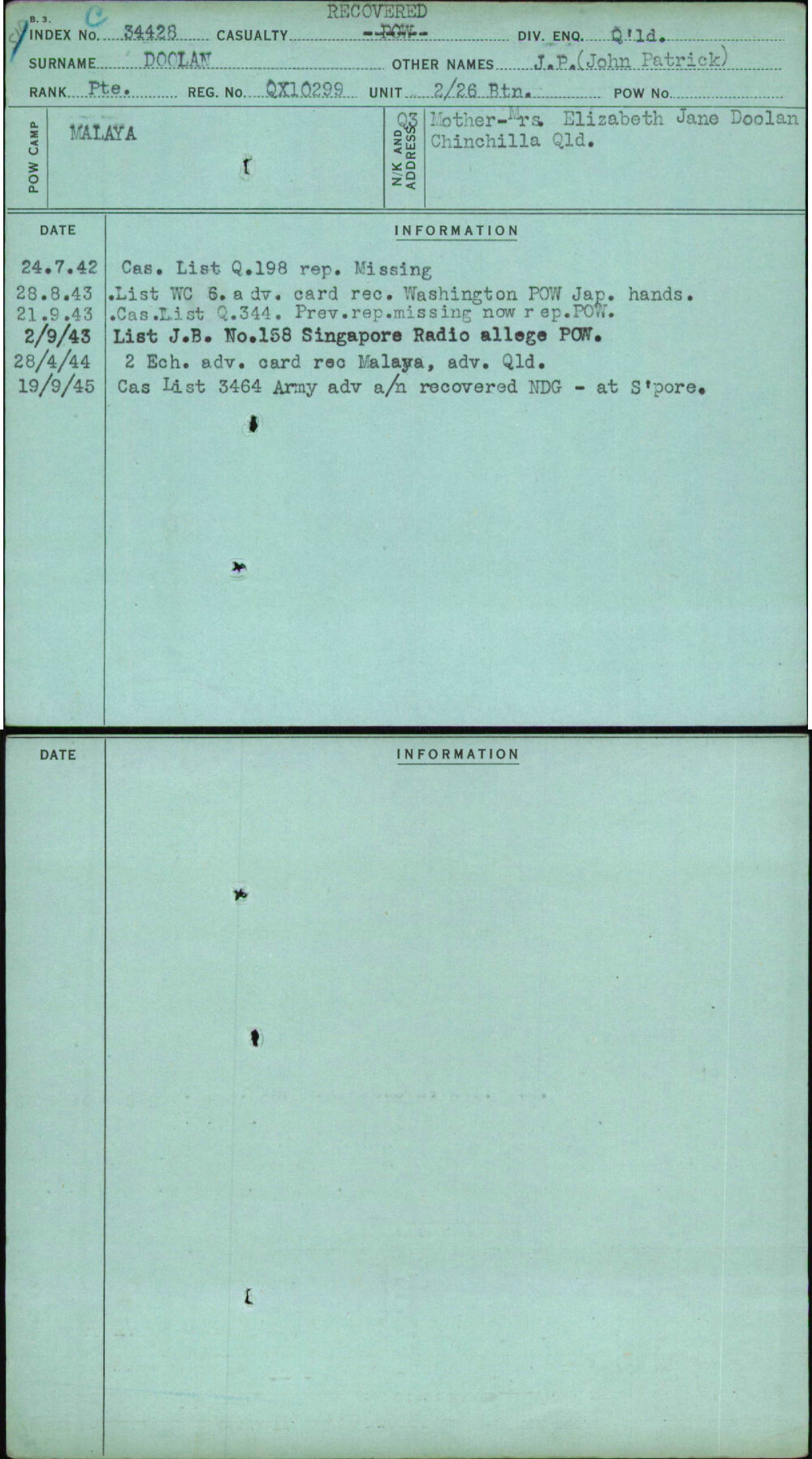 Doolan, J P (John Patrick), QX10299