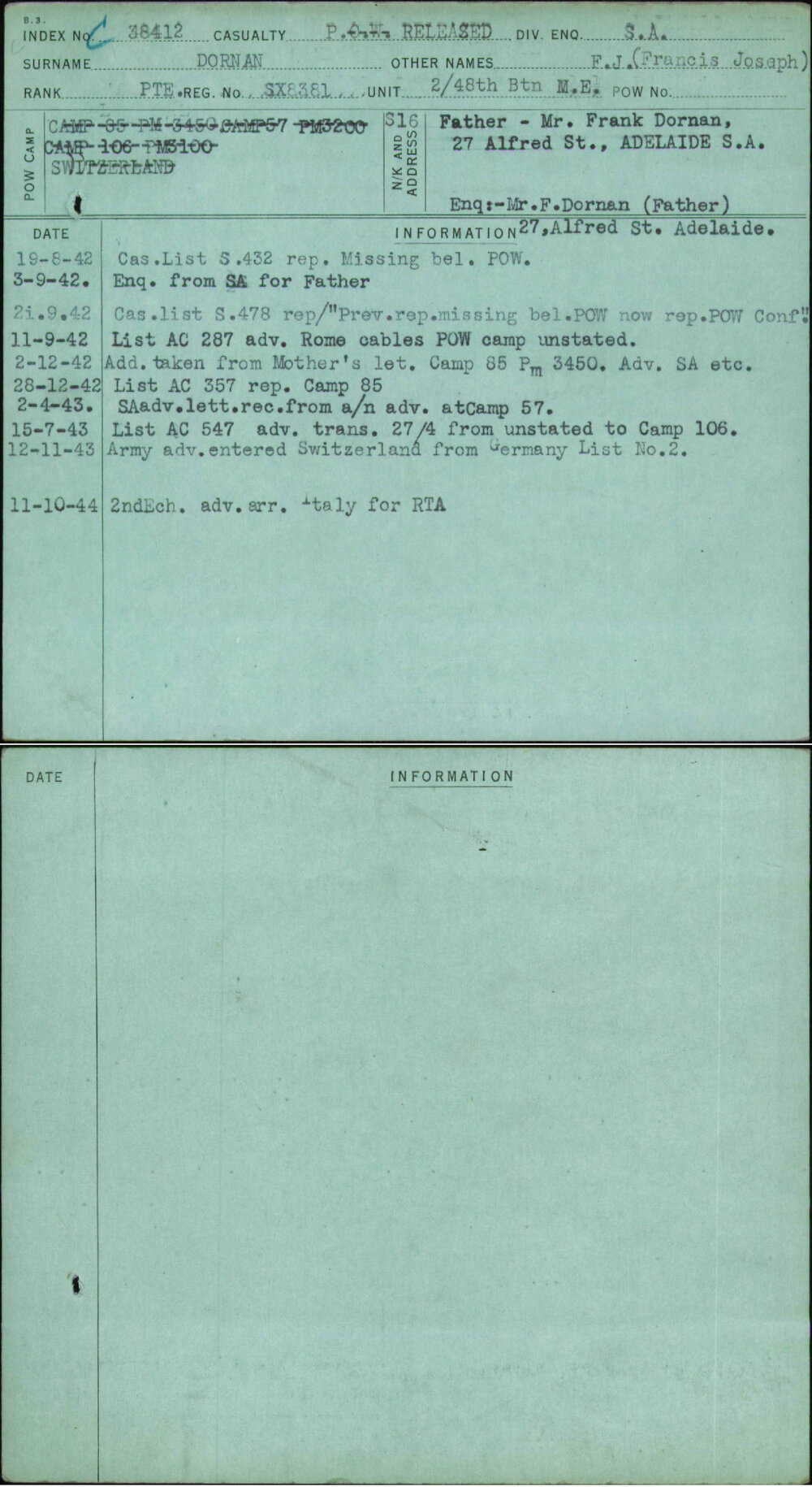 Dornan, F J (Francis Joseph), SX8381