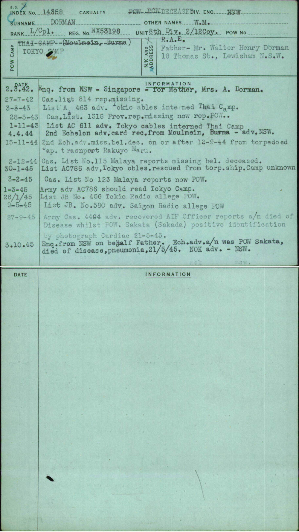 Dorman, W M, NX53198