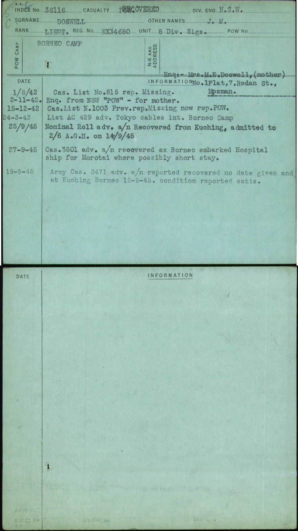 Doswell, J M, NX34680