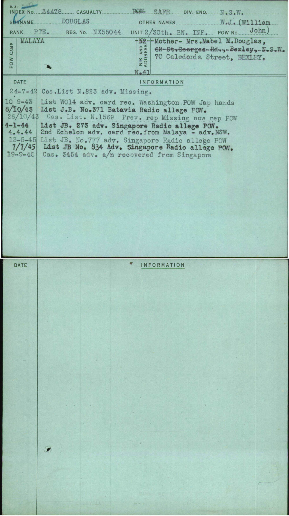Douglas, W J (William John), NX55044