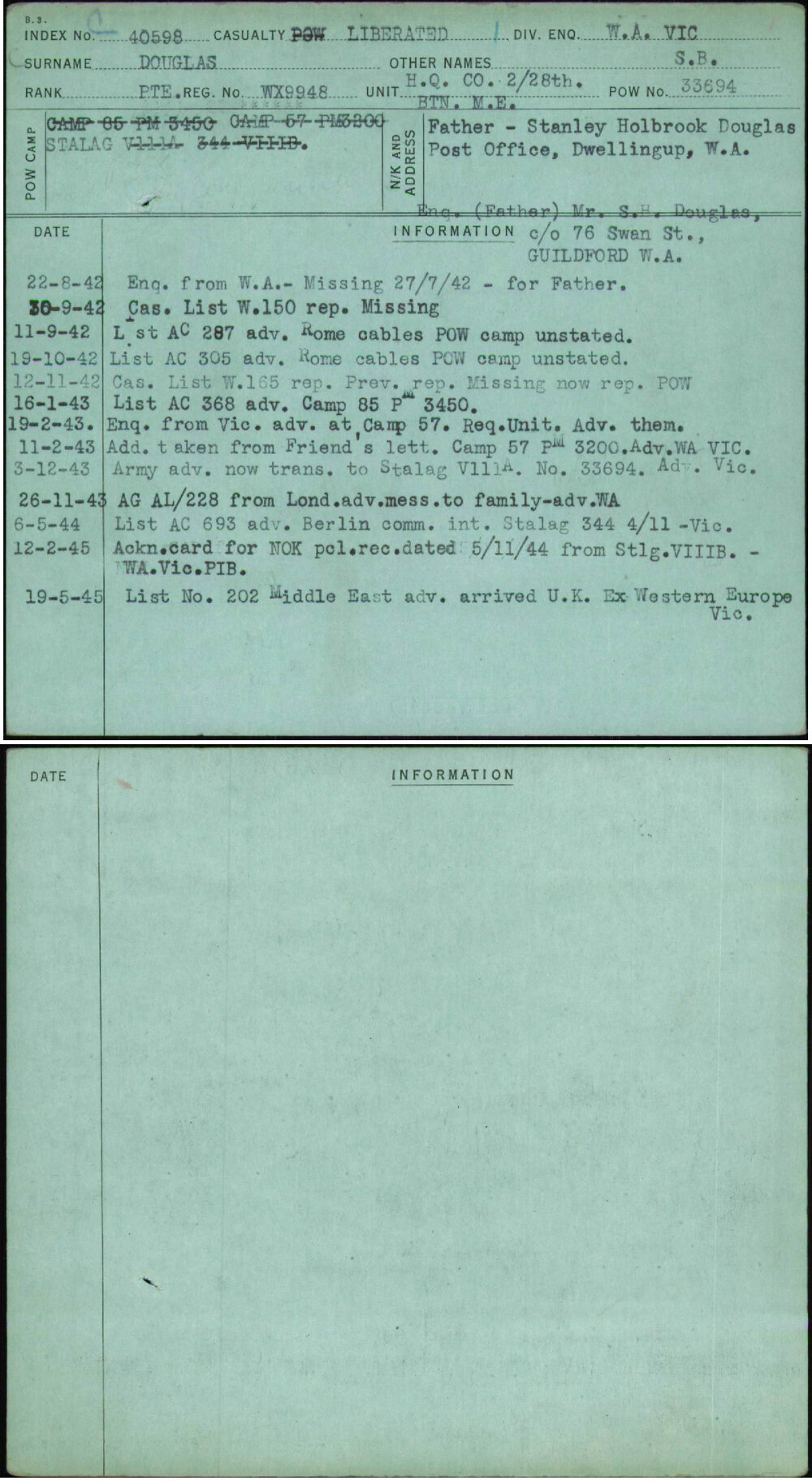 Douglas, S B, WX9948