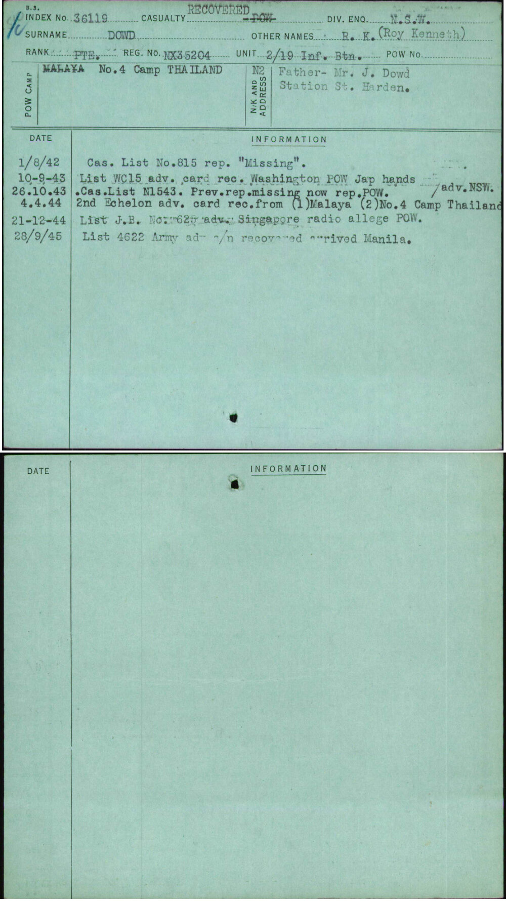 Dowd, R K (Roy Kenneth), NX35204