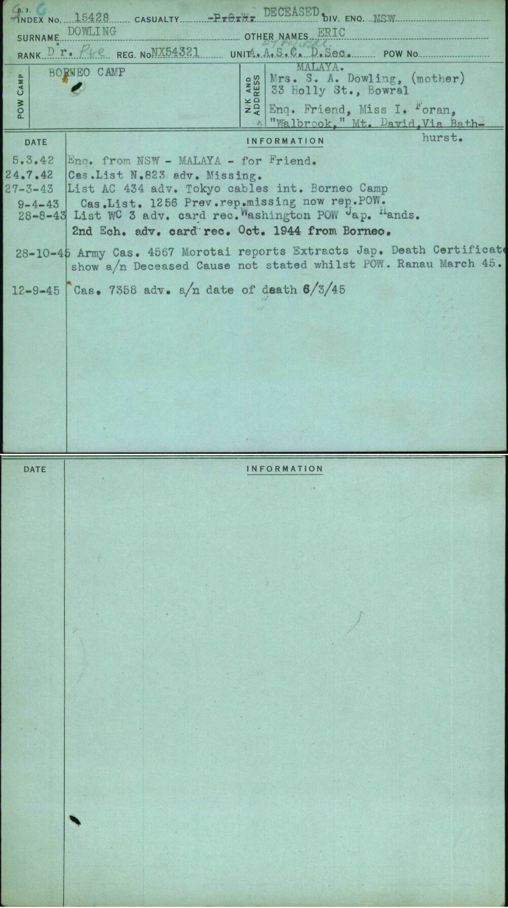 Dowling, Eric, NX54321