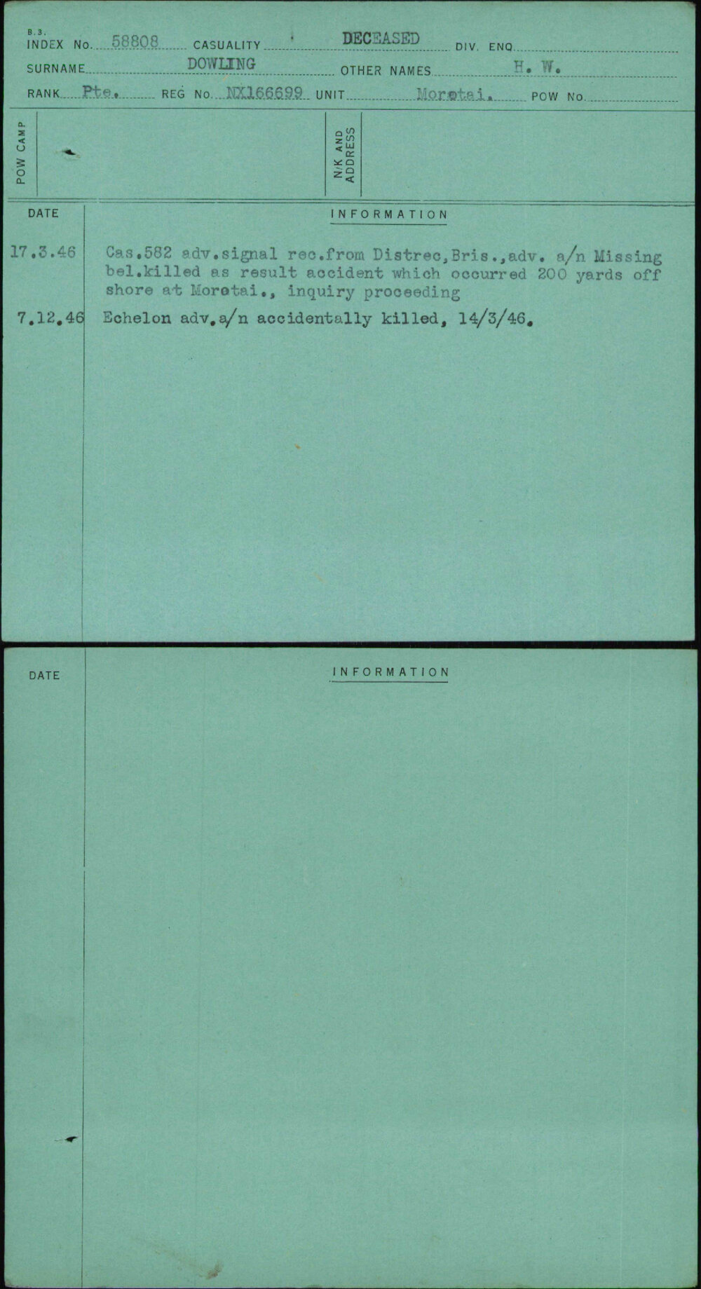 Dowling, H W, NX166699