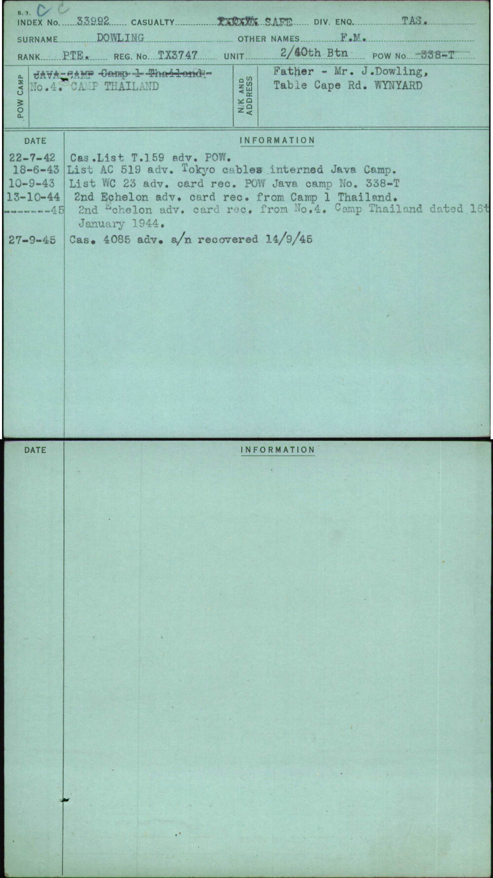 Dowling, F M, TX3747