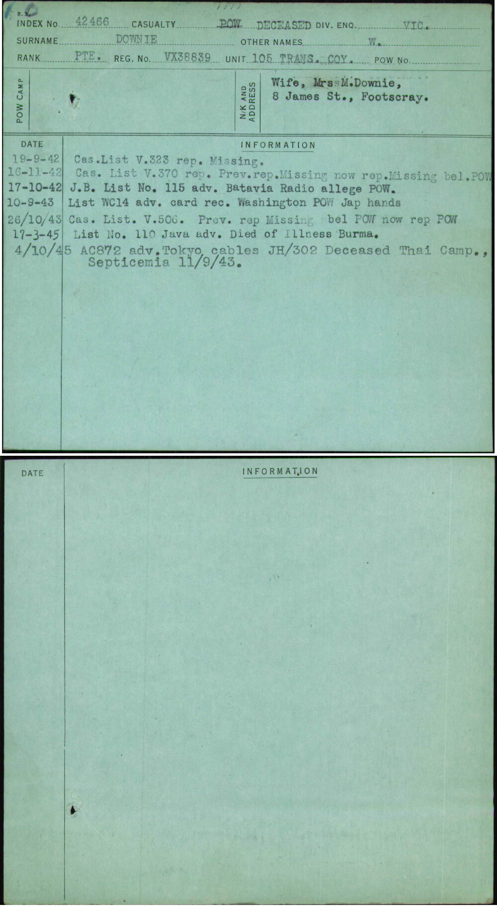 Downie, W, VX38839