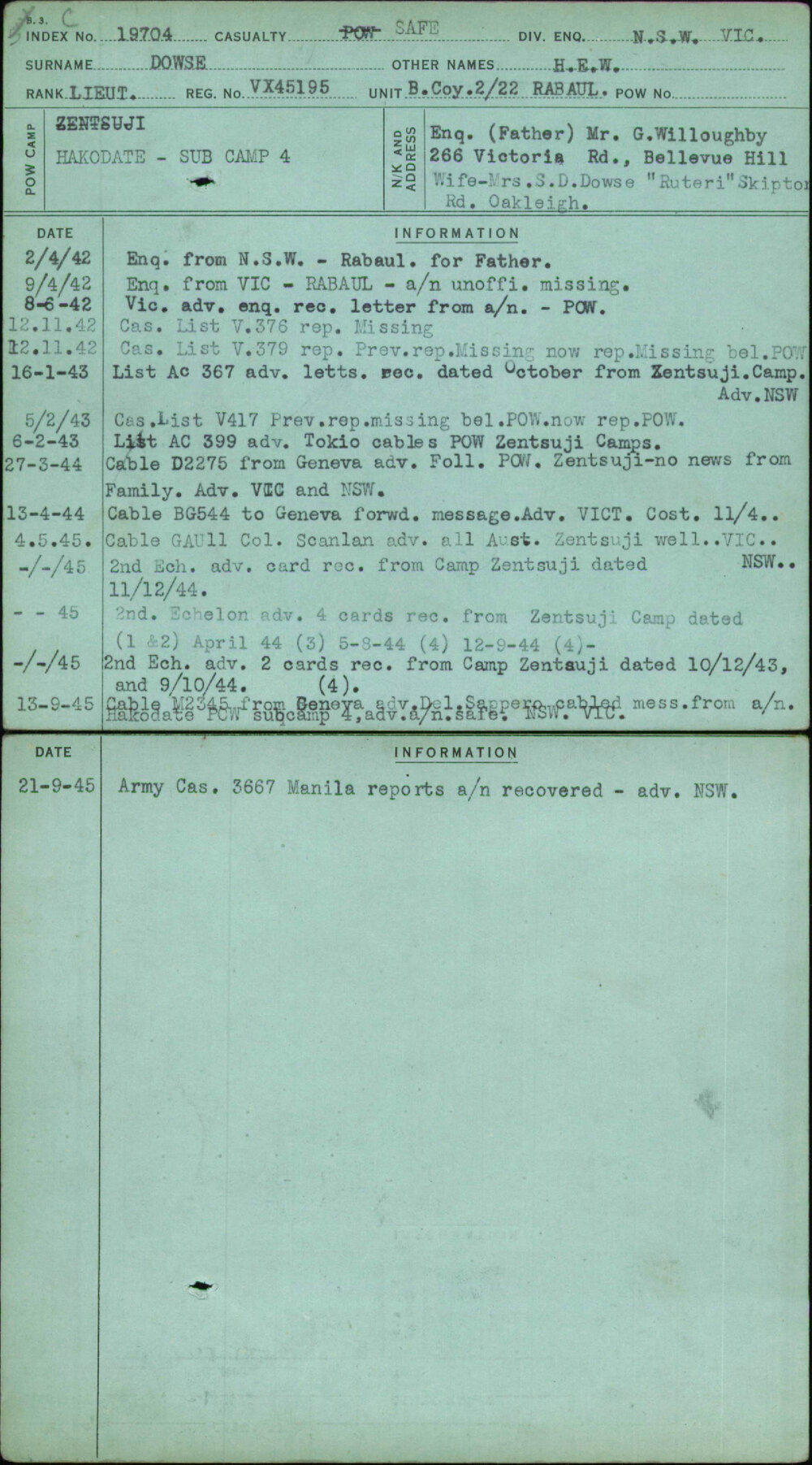 Dowse, H E W, VX45195