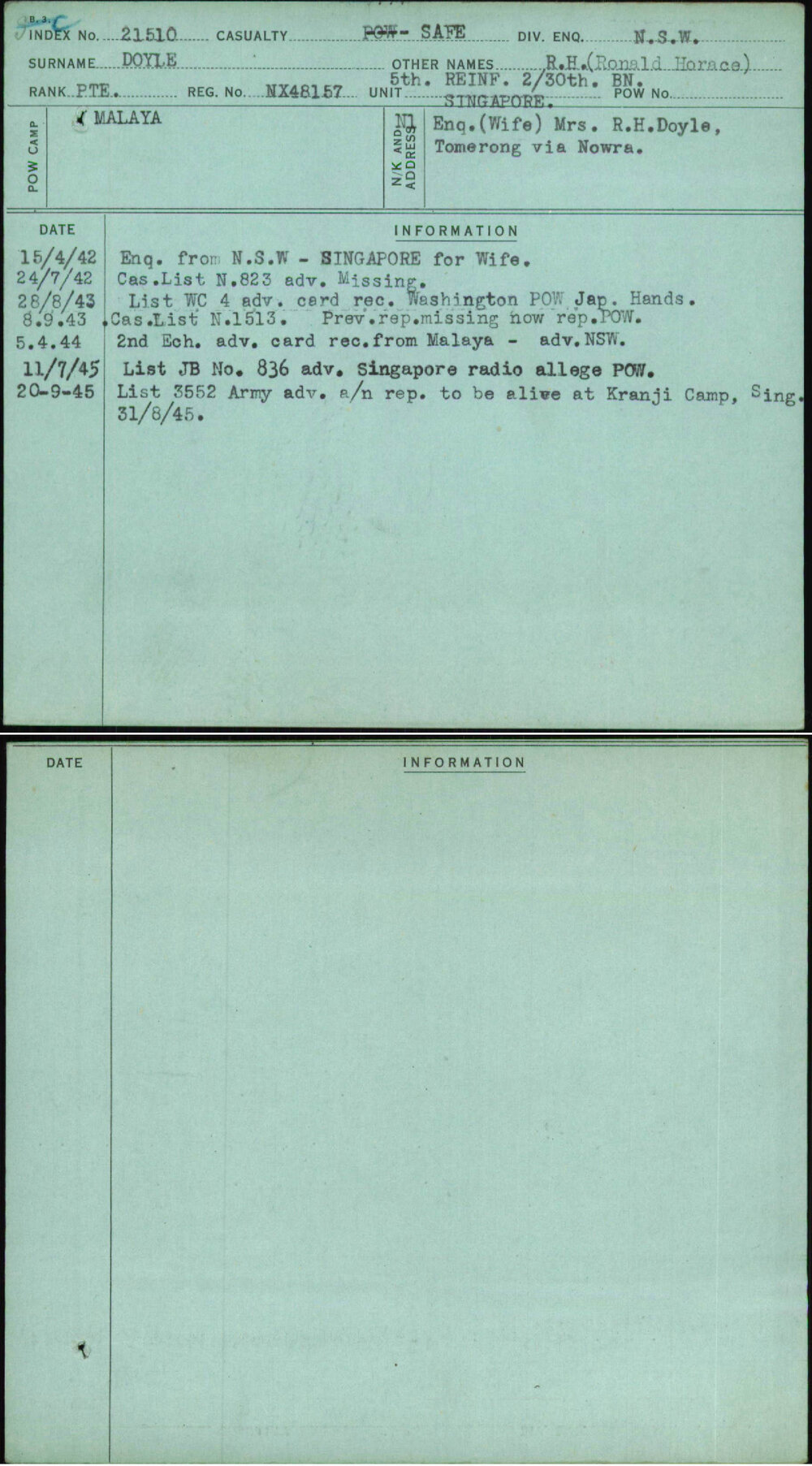 Doyle, R H (Ronald Horace), NX48157