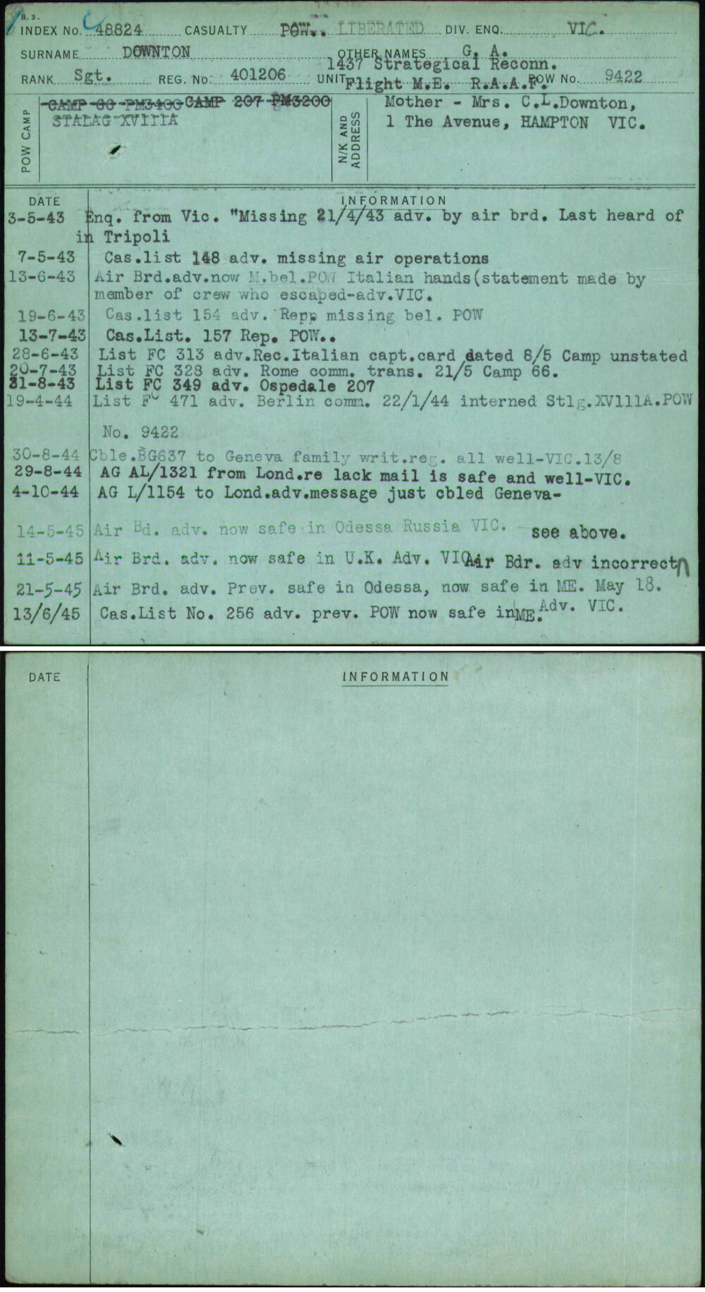 Downton, G A, 401206