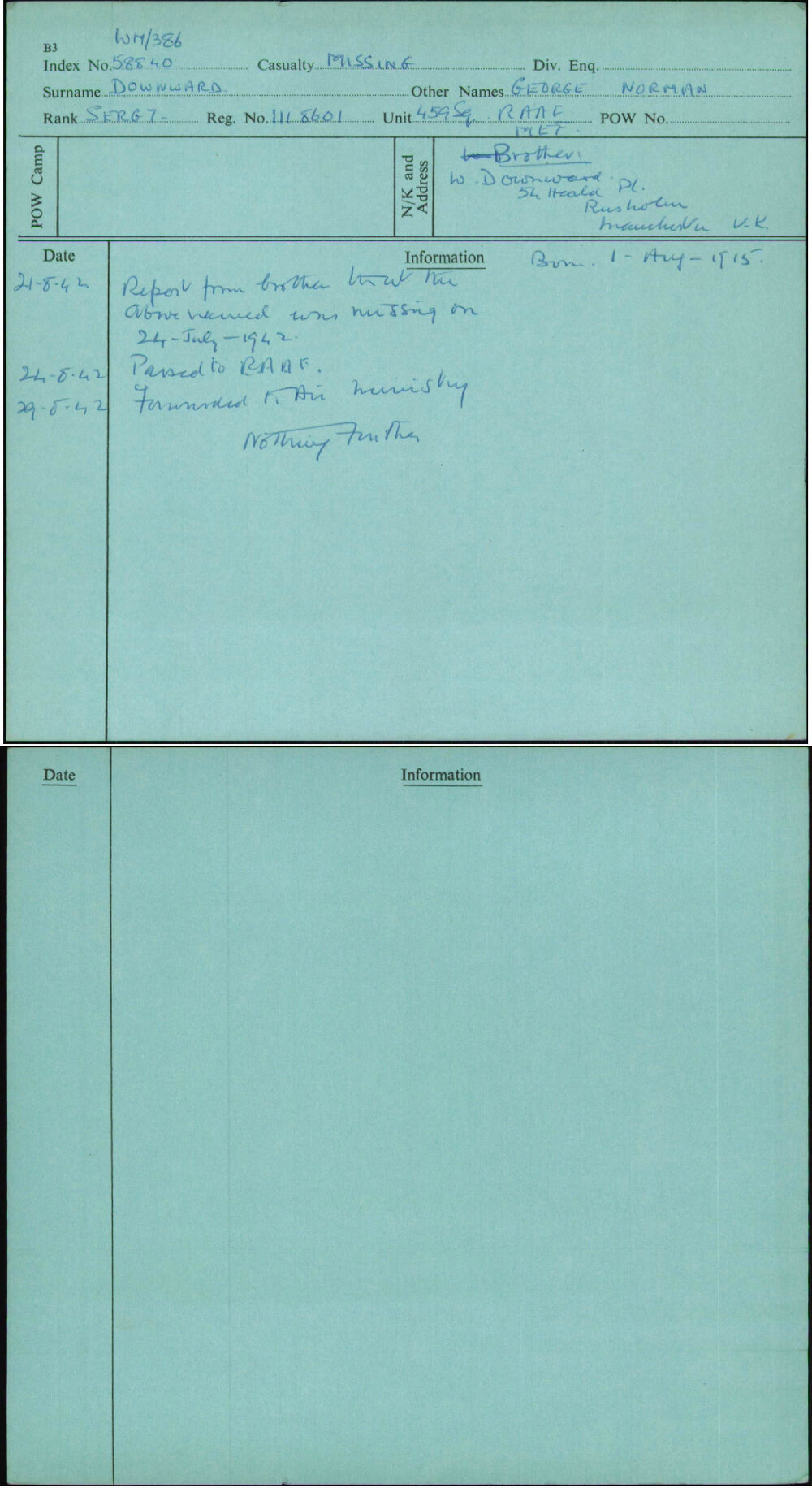 Downward, George Norman, 1118601