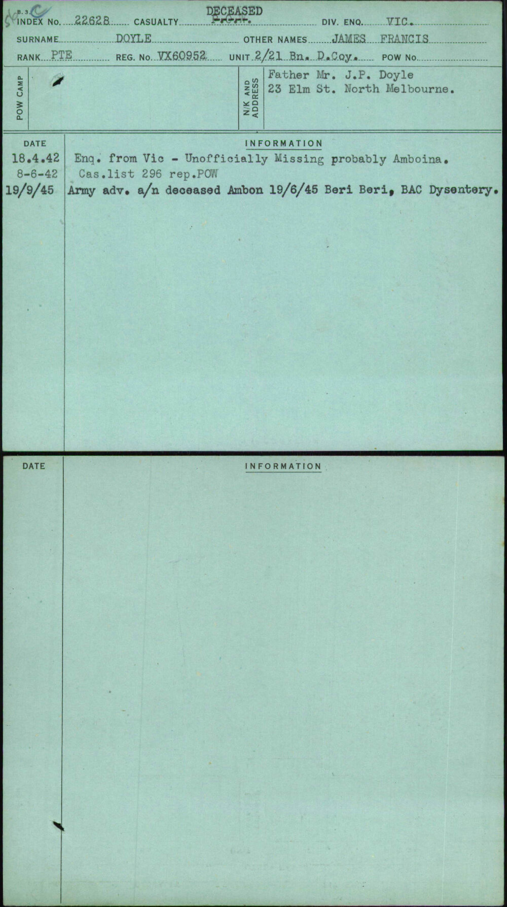 Doyle, James Francis, VX60952