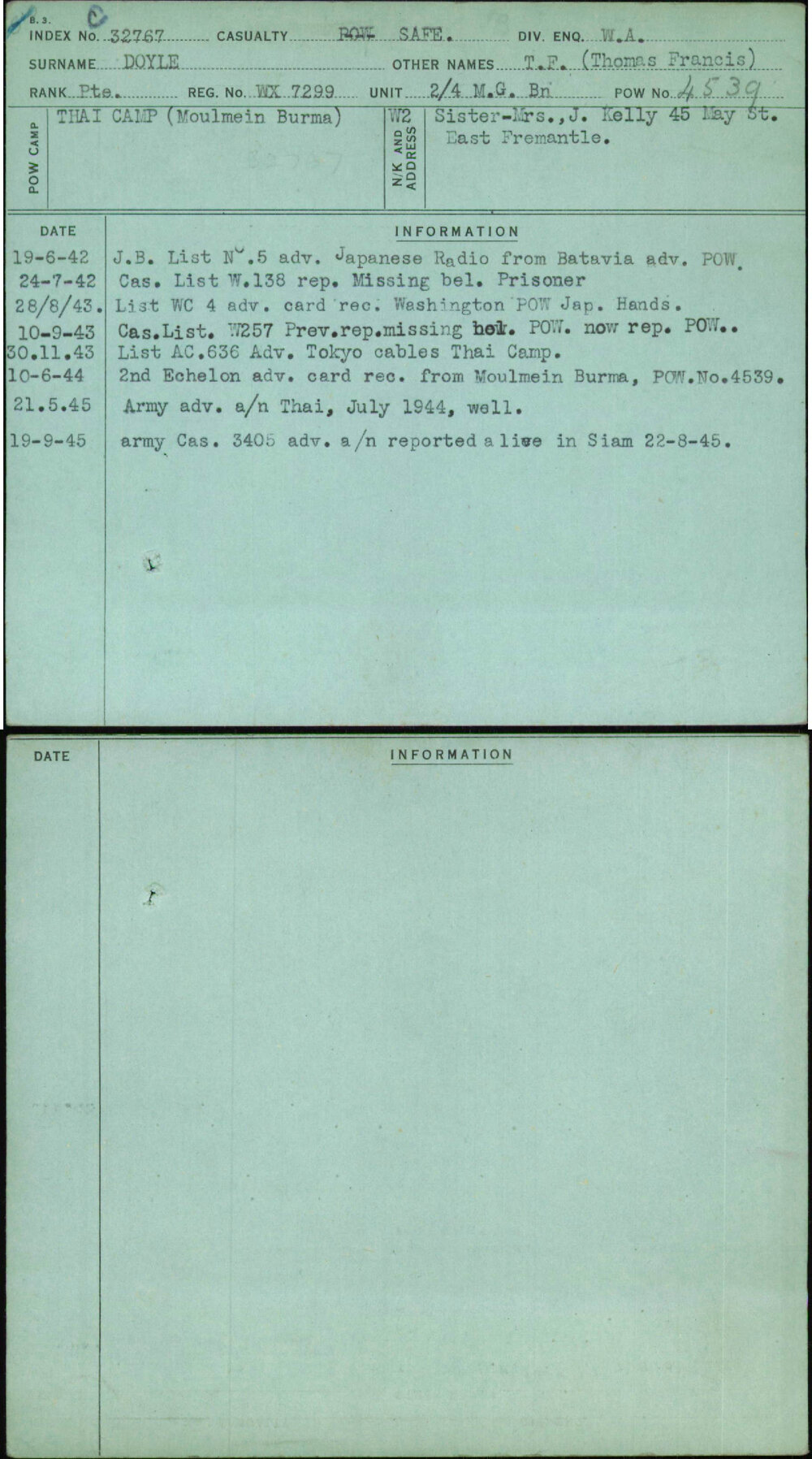 Doyle, T F (Thomas Francis), WX7299