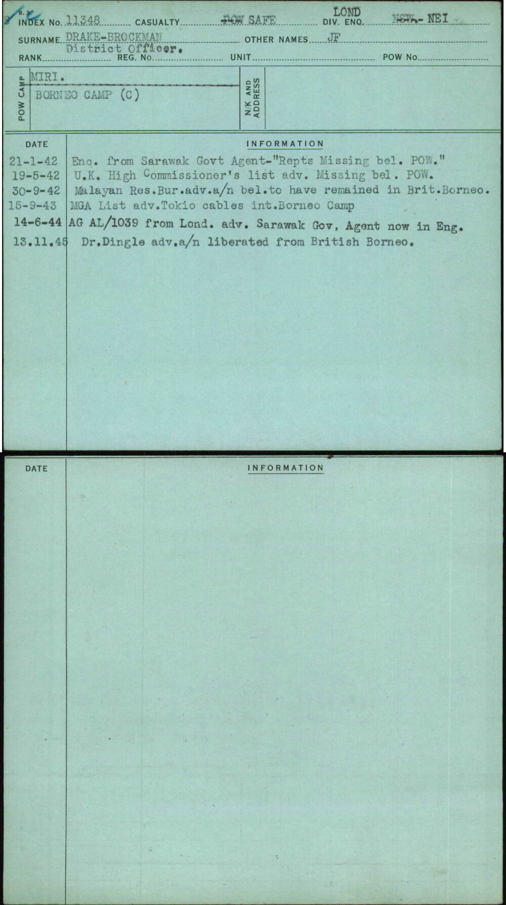 Drake-Brockman, Jf, [No Service Number]