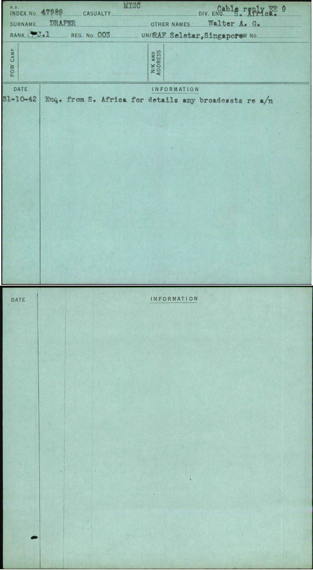 Draper, Walter A G, 3