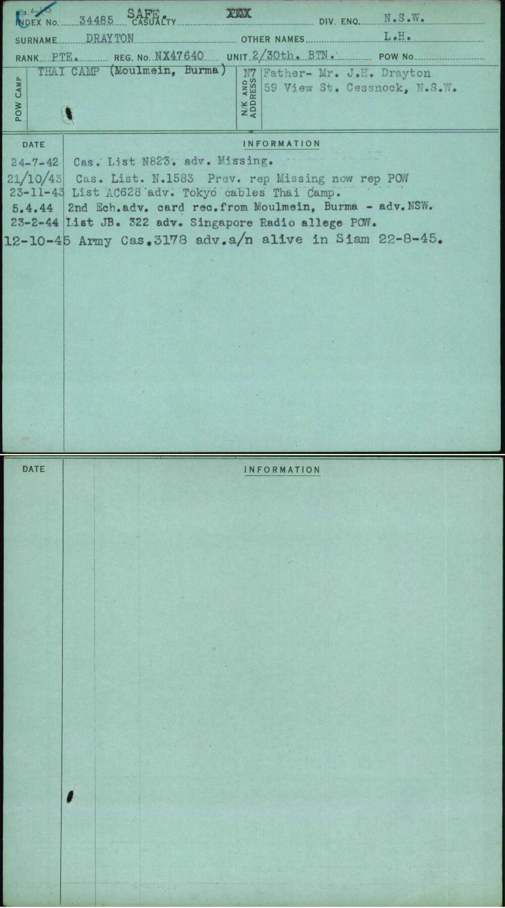 Drayton, L H, NX47640