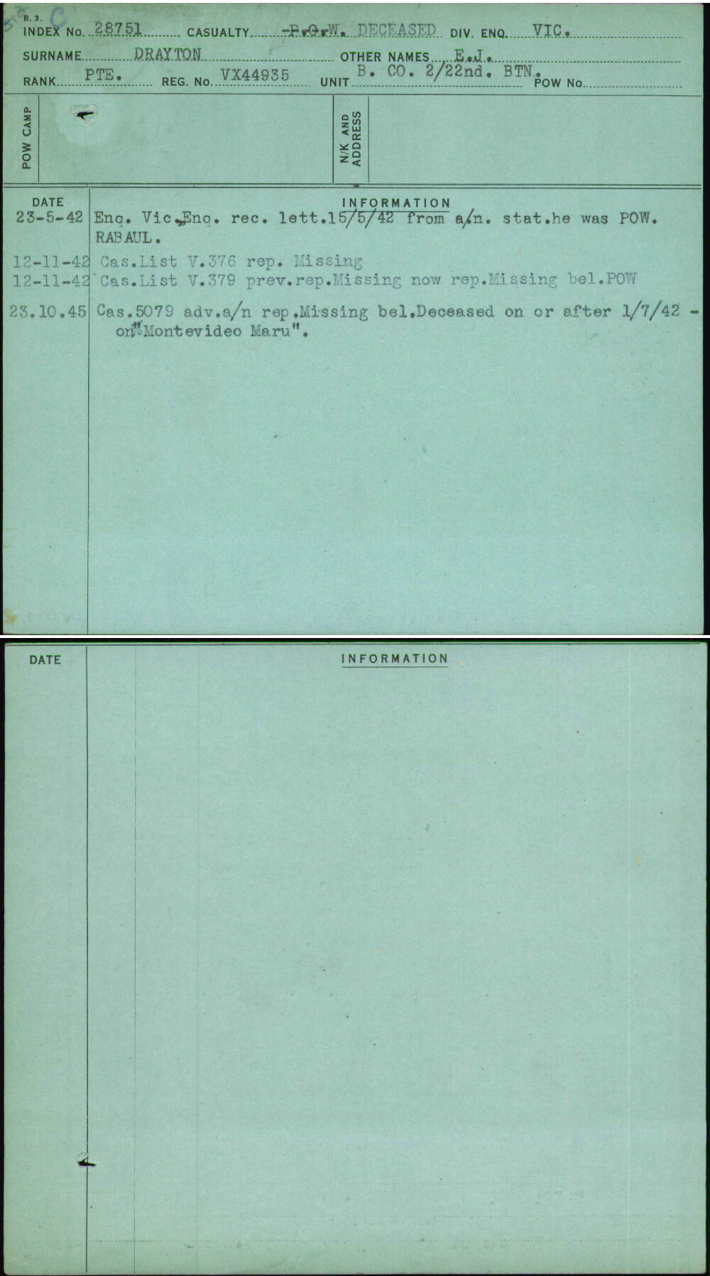 Drayton, E J, VX44935