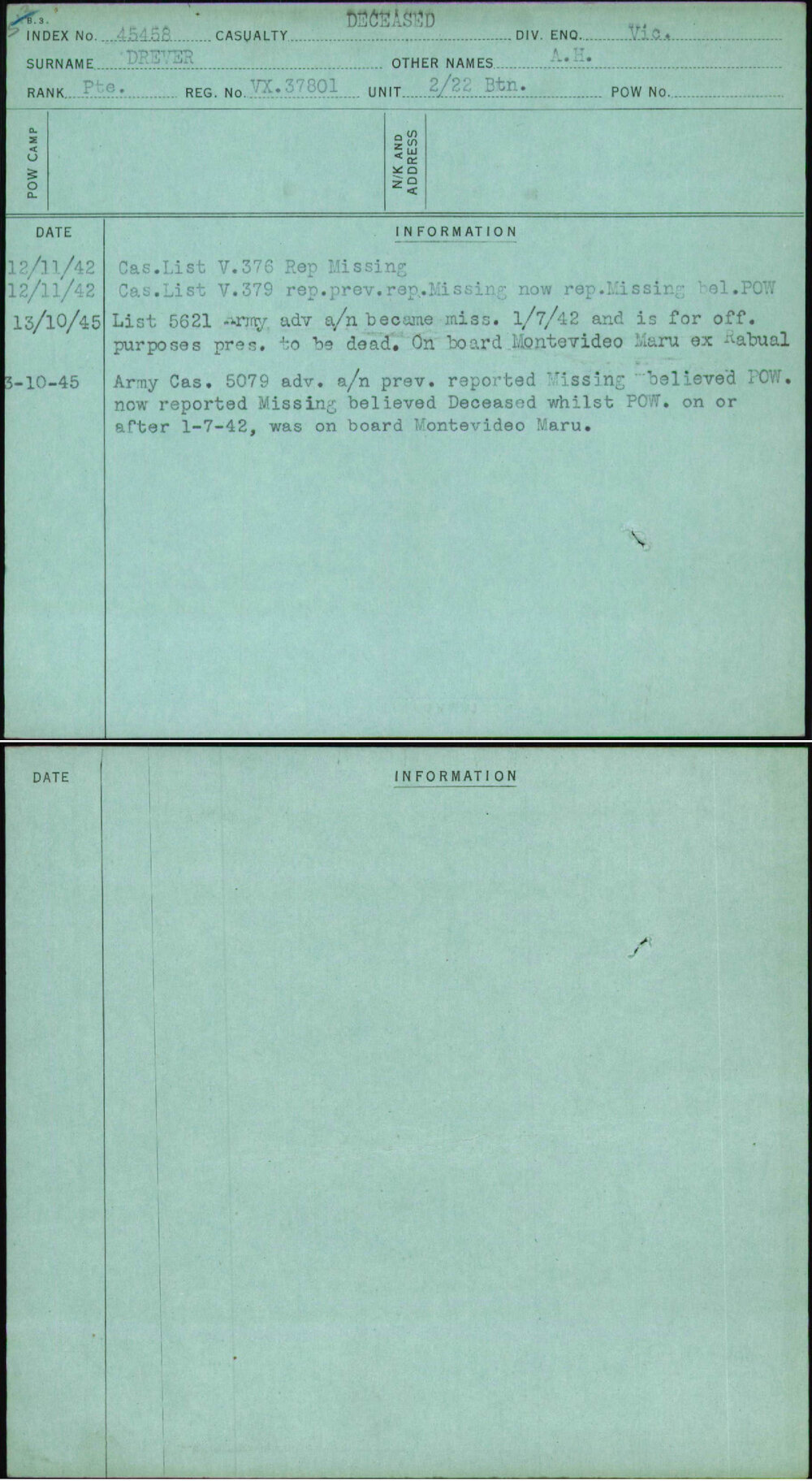 Drever, A H, VX37801