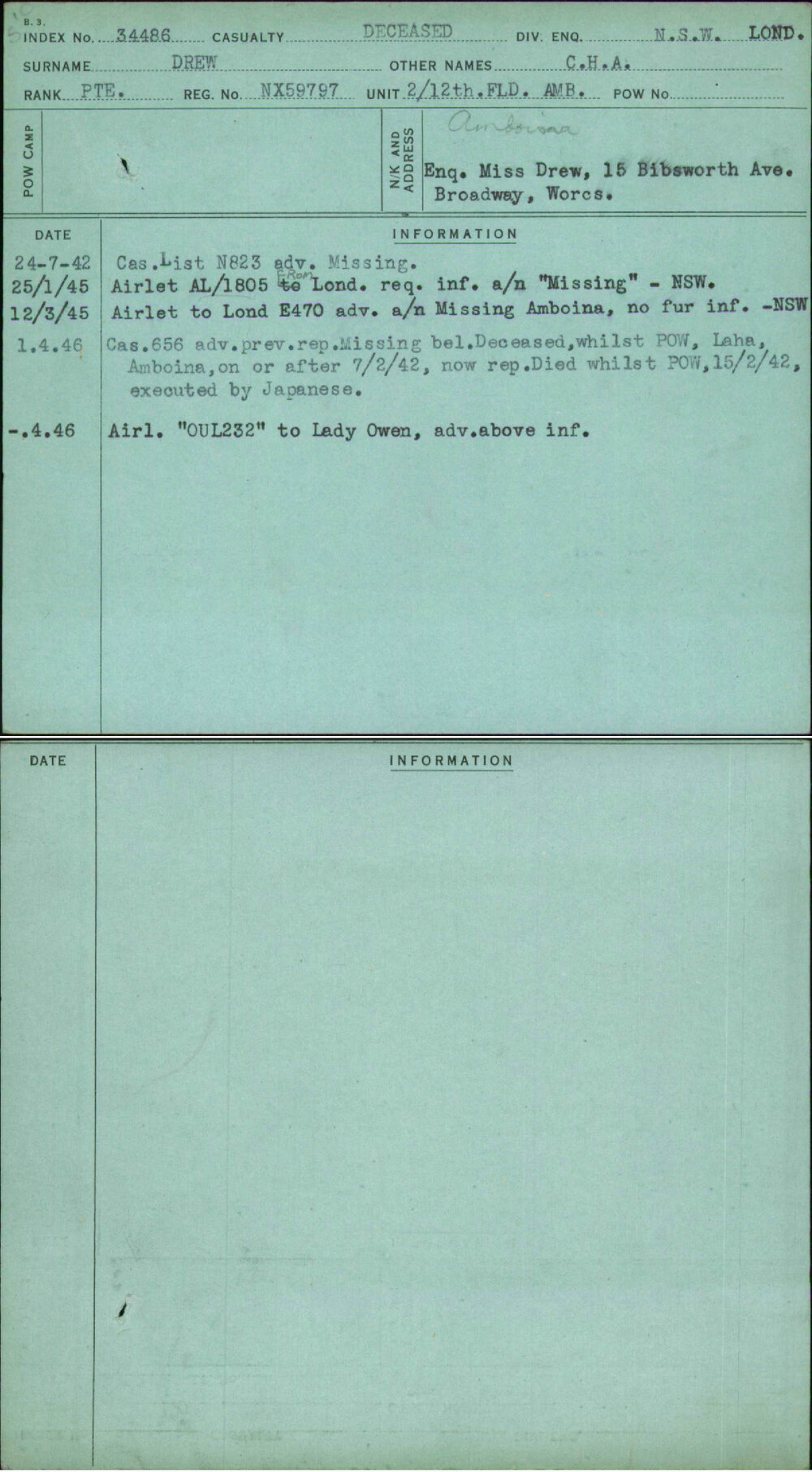 Drew, C H A, NX59797