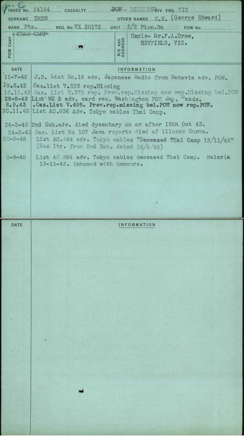 Drew, G E (George Edward), VX20172