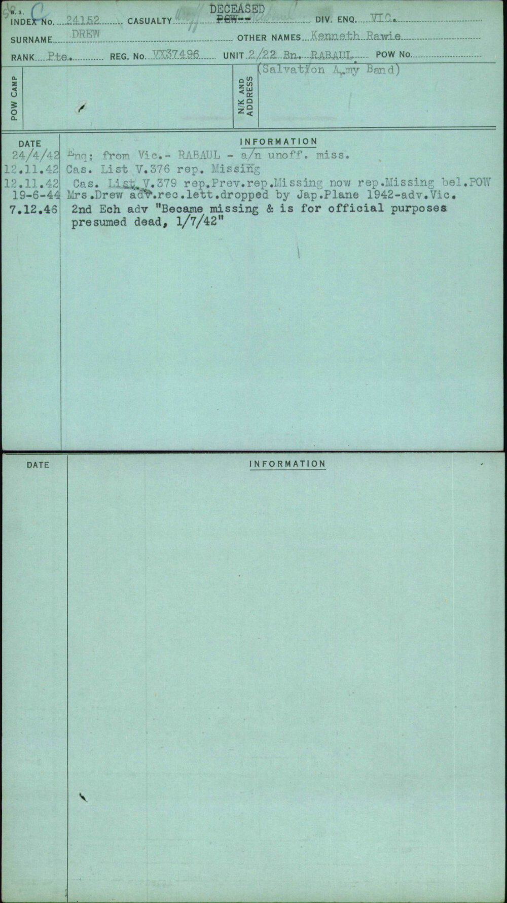 Drew, Kenneth Rawie, VX37496