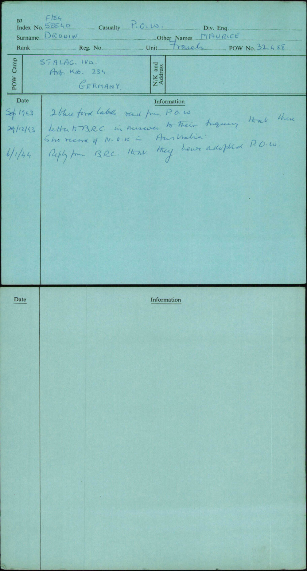 Drouin, Maurice, [No Service Number]