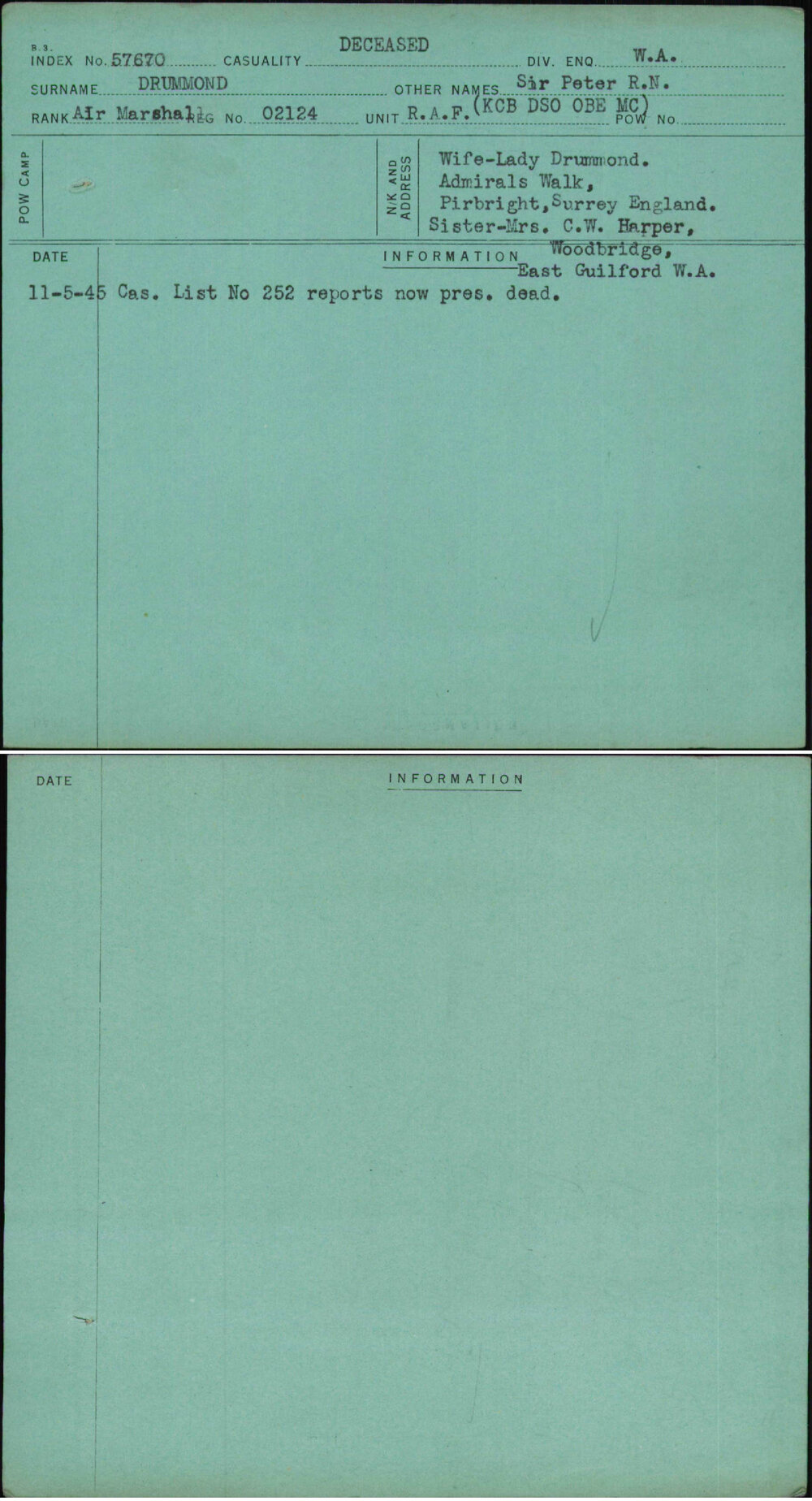 Drummond, Sir Peter R N, 2124