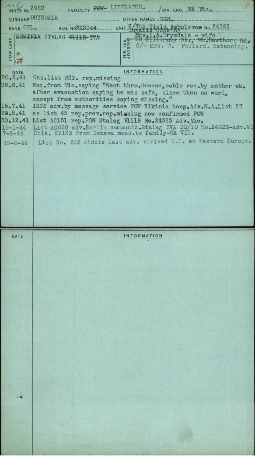 Drysdale, Dgw, WX3944