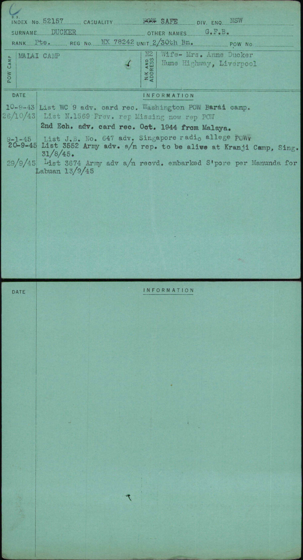 Ducker, G F B, NX78242