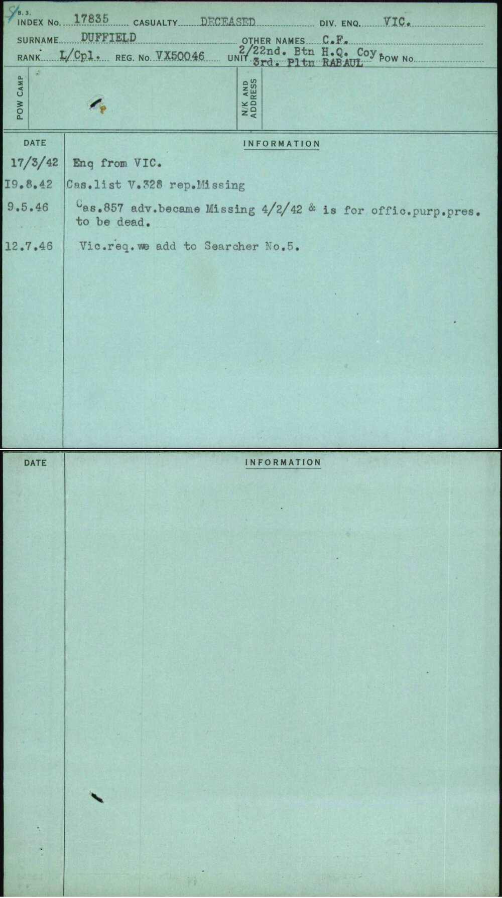 Duffield, C F, VX50046