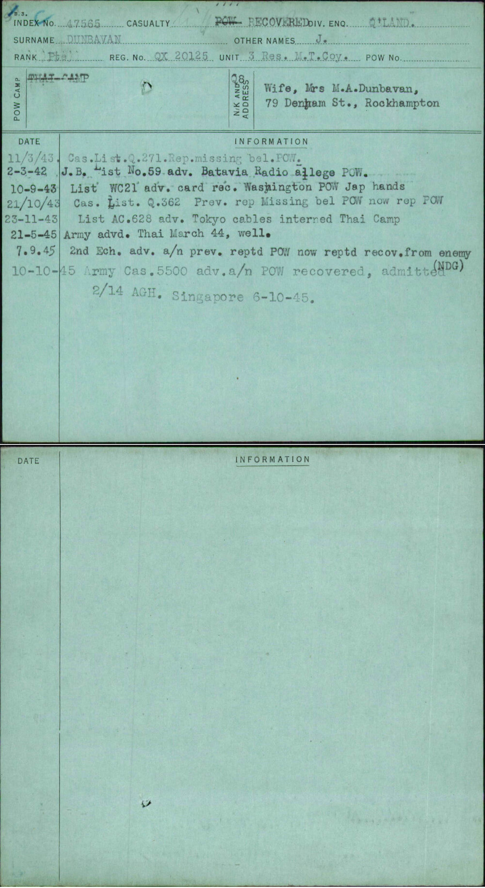 Dunbavan, J, QX20125