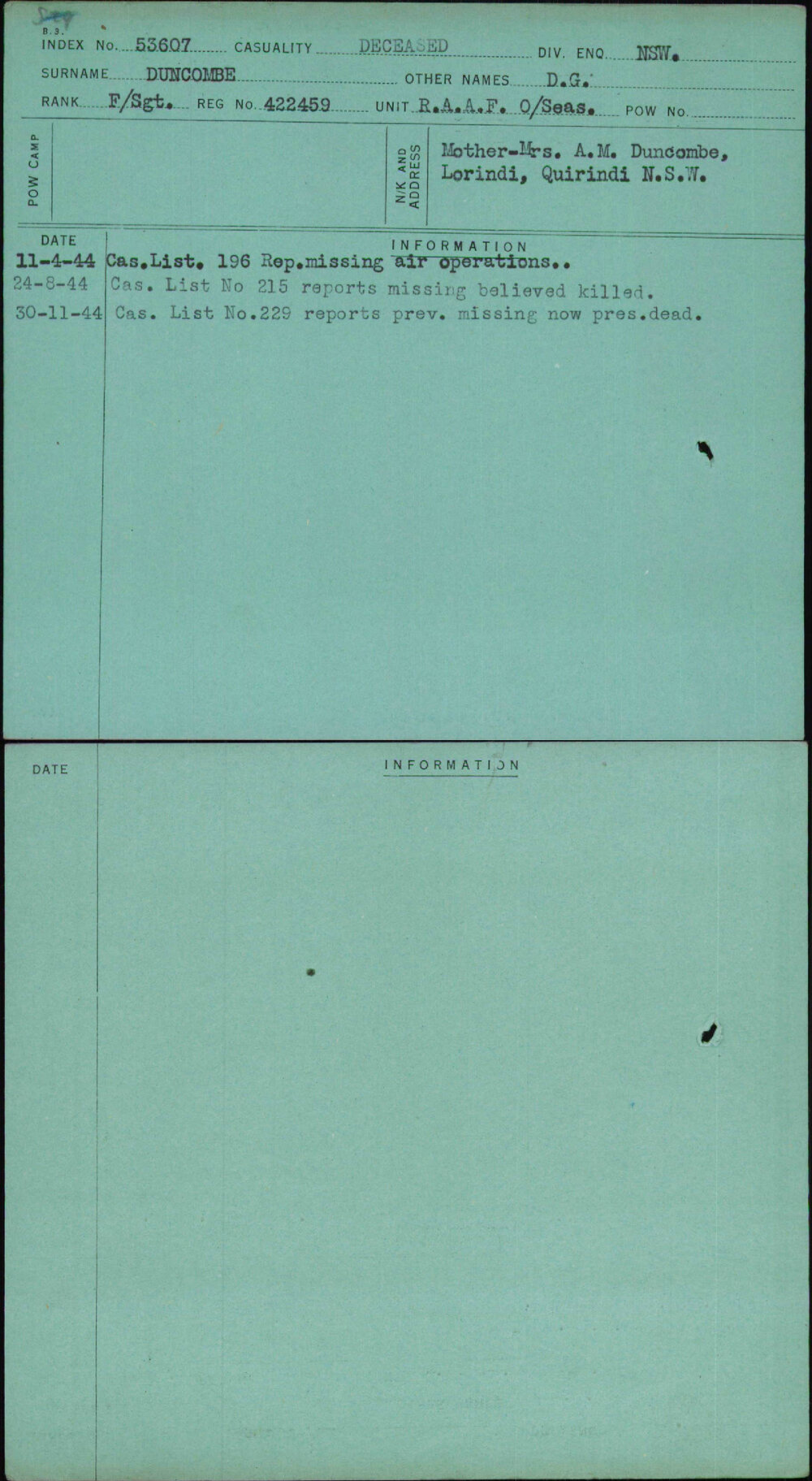 Duncombe, D G, 422459