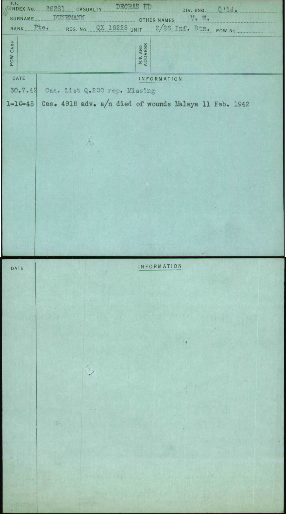 Dunemann, V W, QX16228