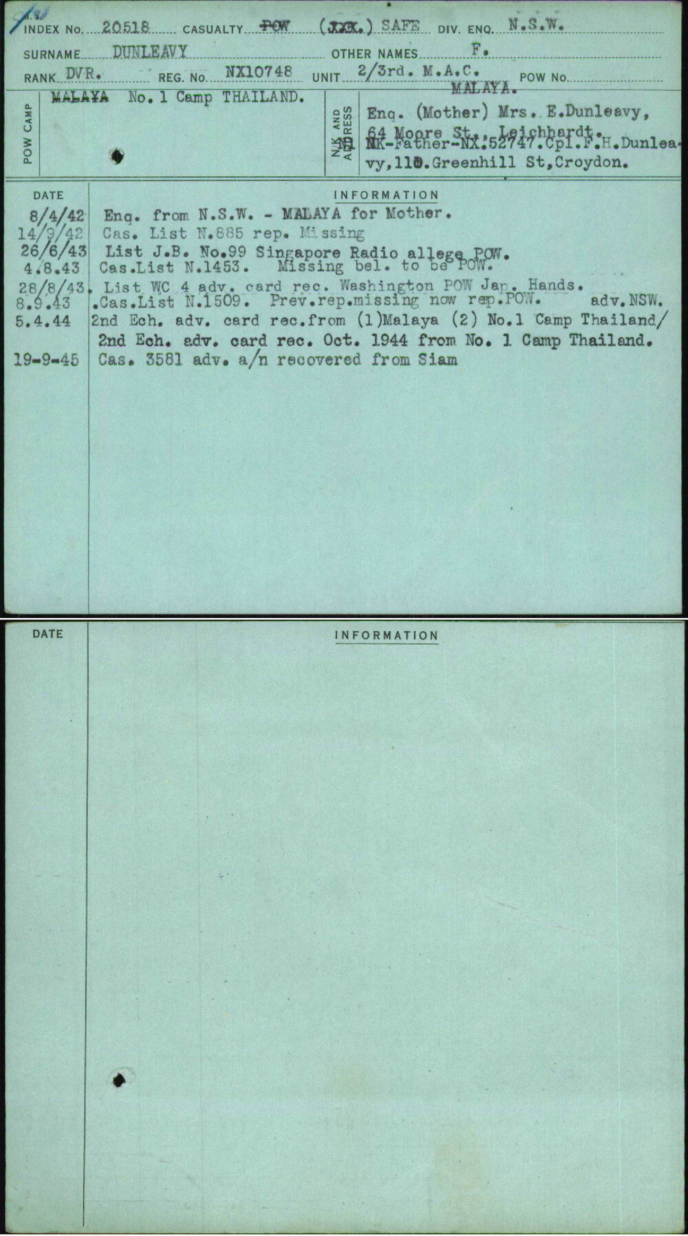 Dunleavy, F, NX10748