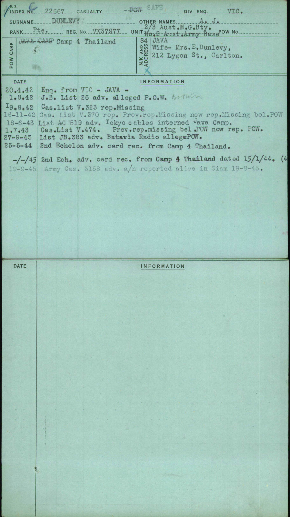 Dunlevy, A J, VX37977