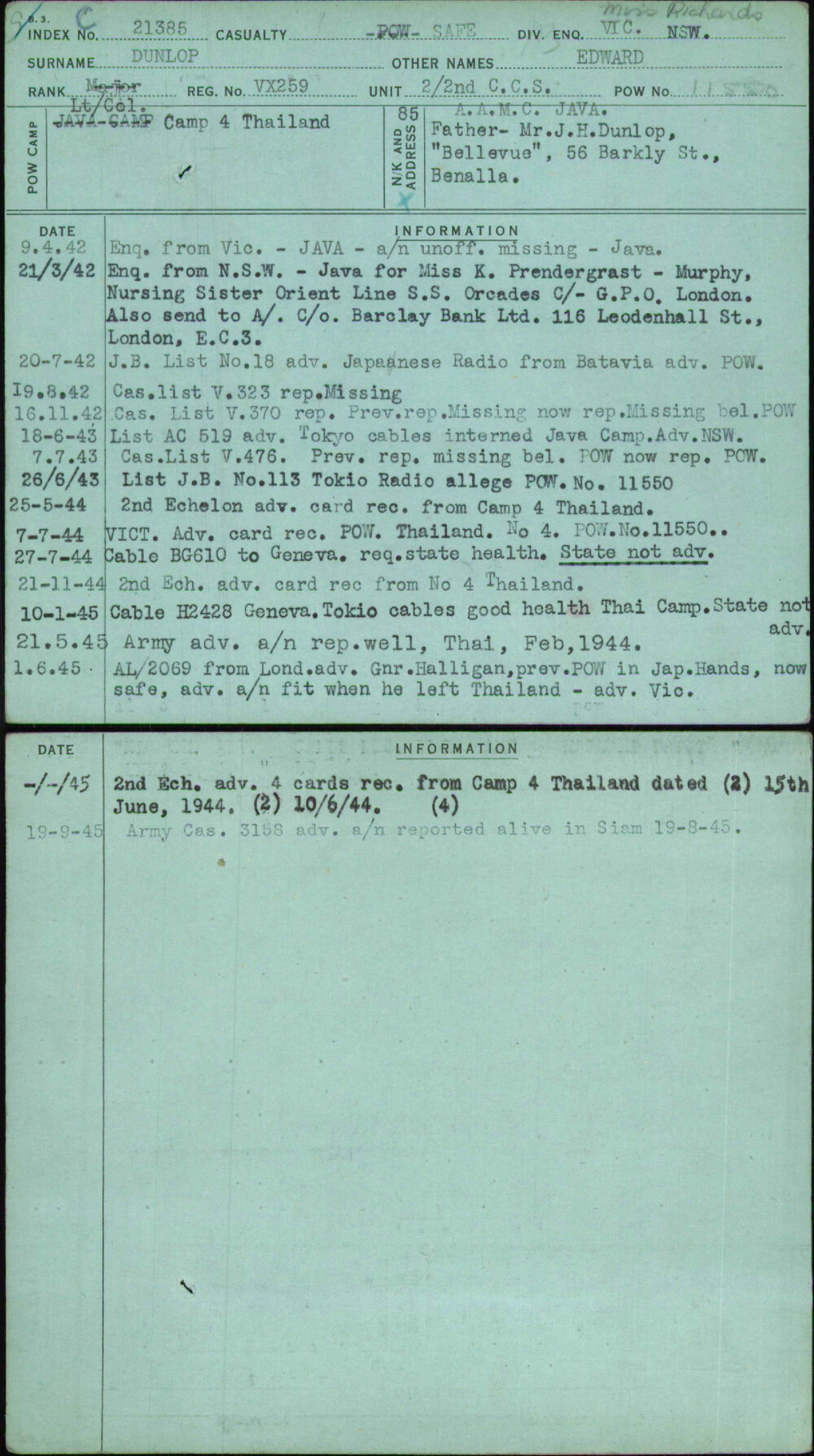 Dunlop, Edward, VX259