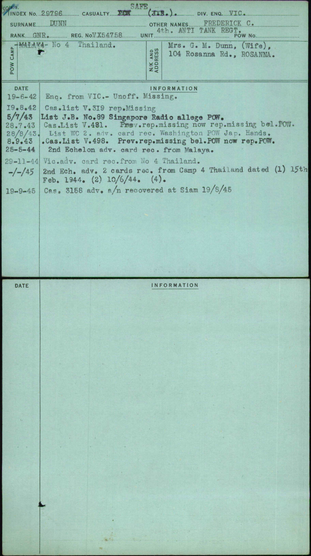 Dunn, Frederick C, VX54758