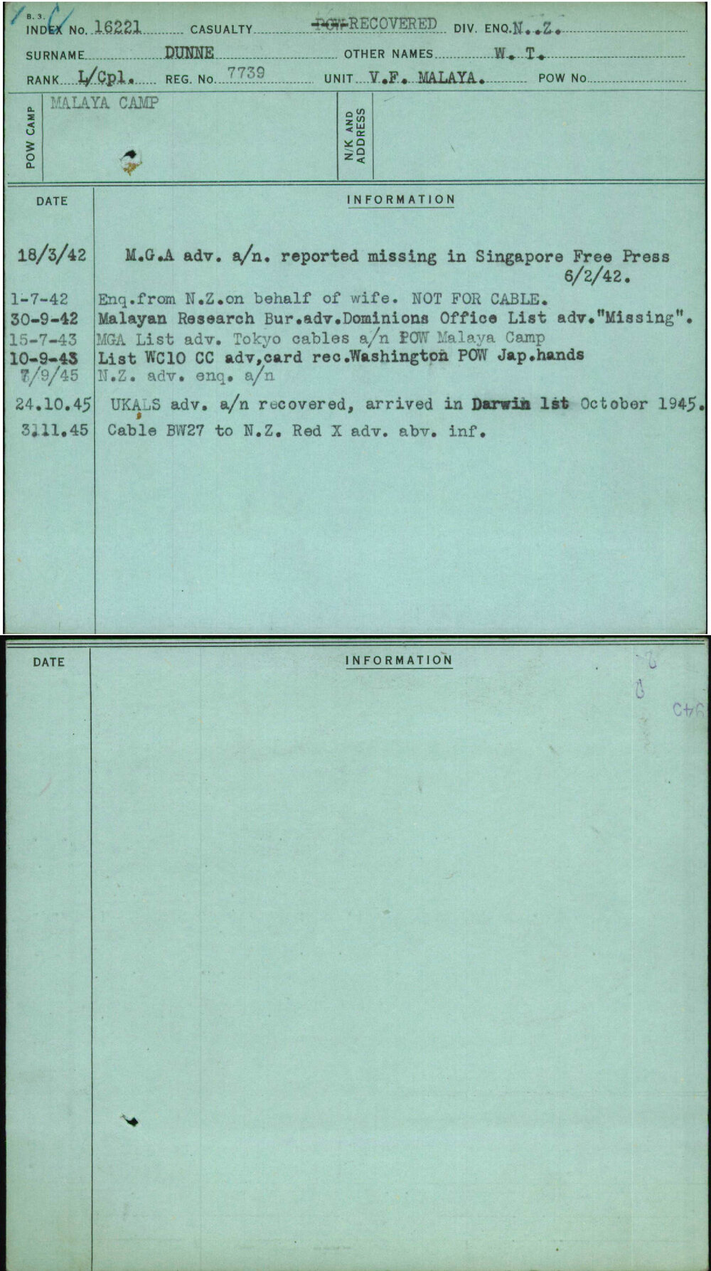 Dunne, W T, 7739