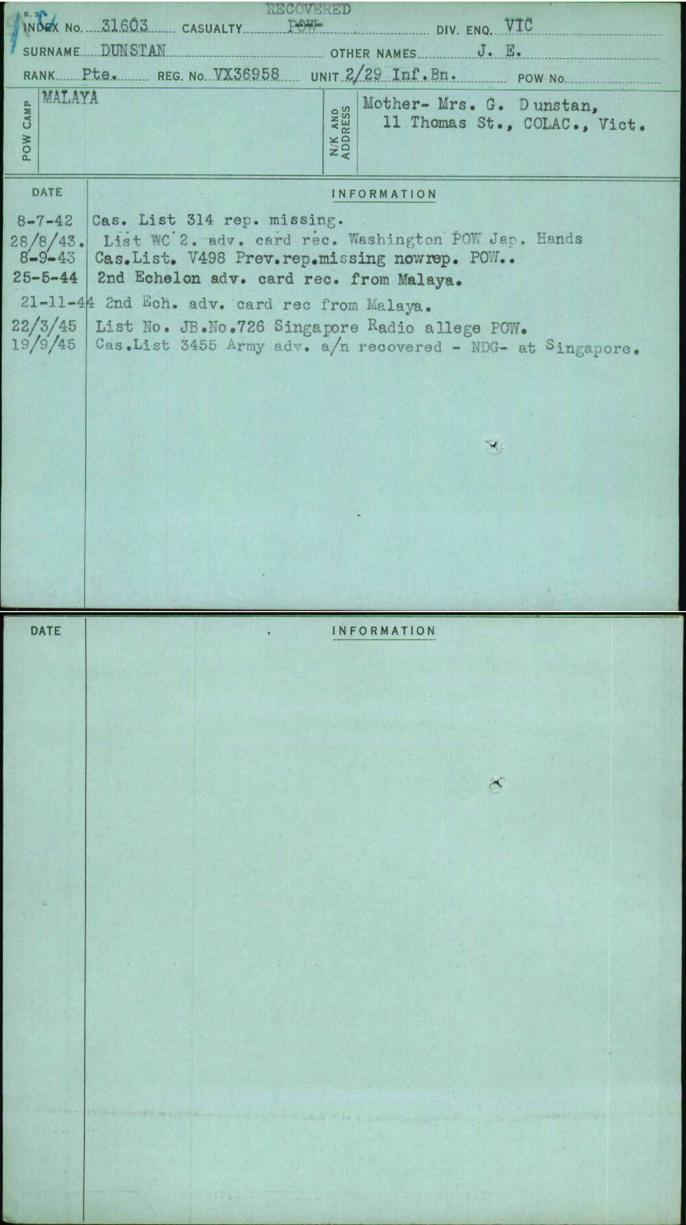 Dunstan, J E, VX36958