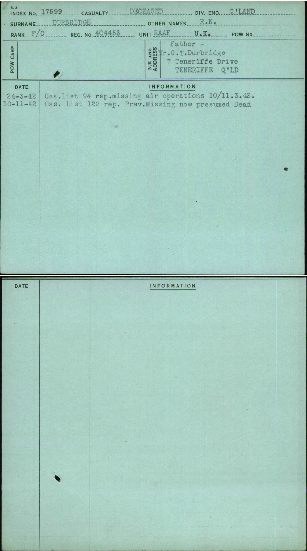 Durbridge, R K, 404453
