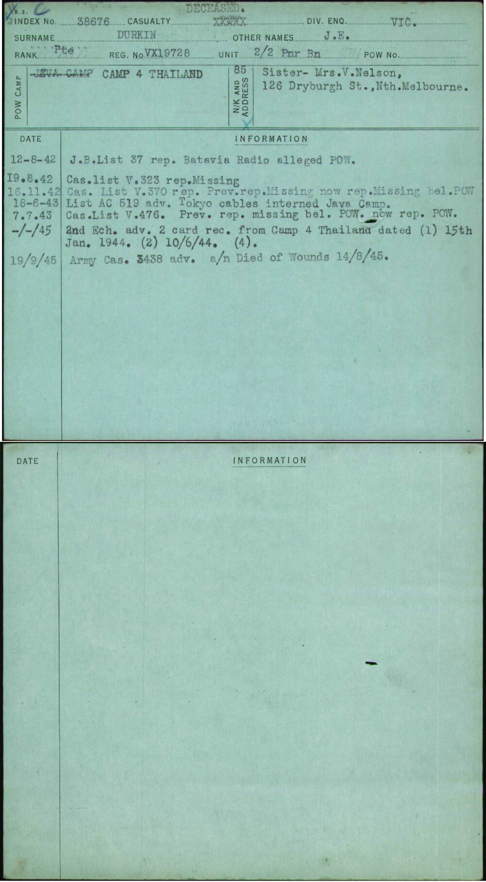 Durkin, J E, VX19728