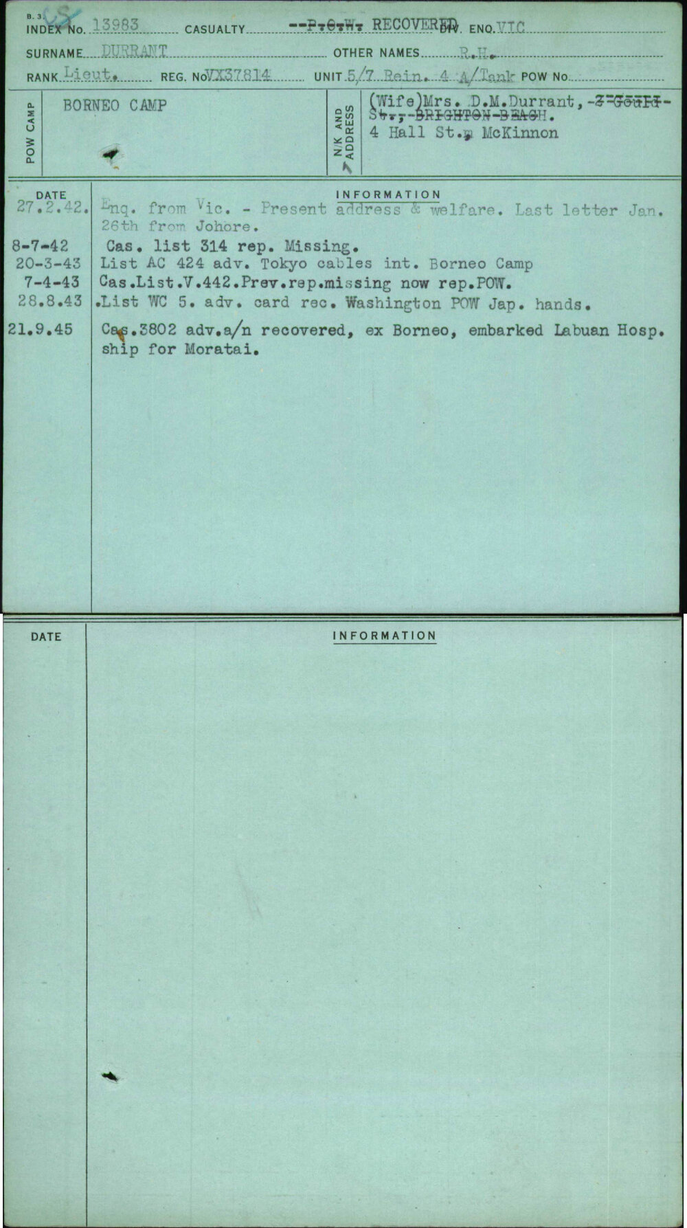 Durrant, R H, VX37814