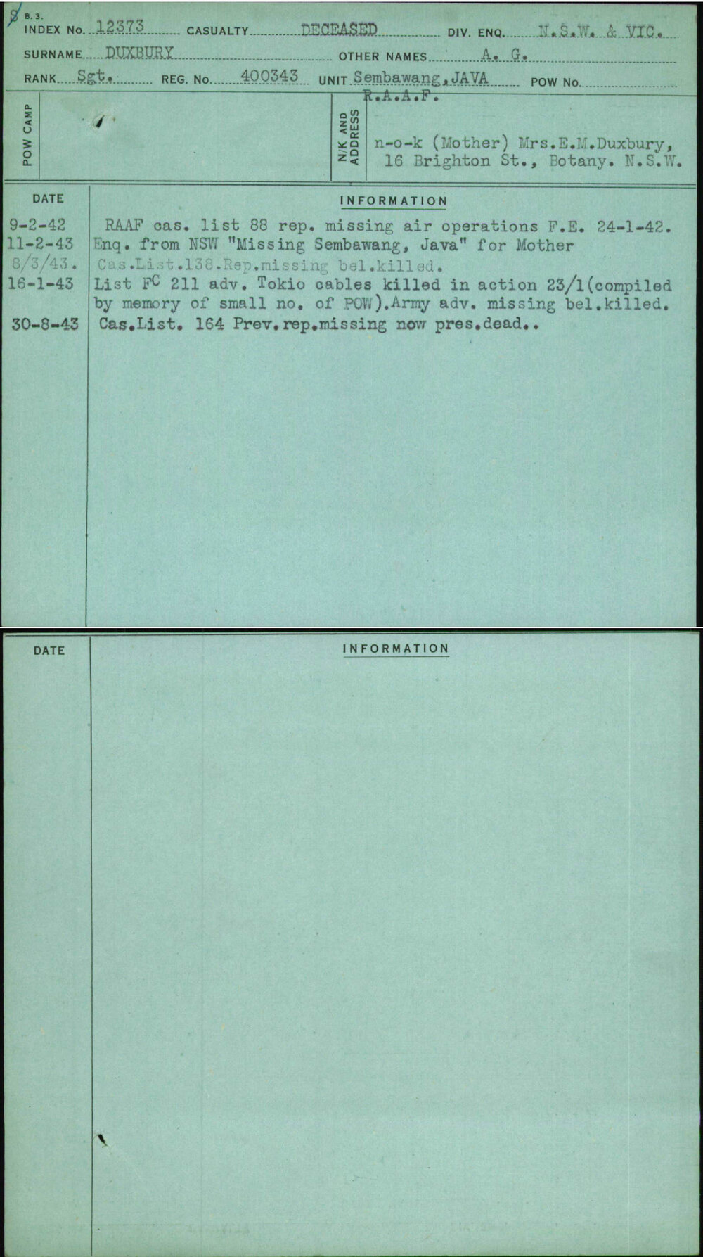 Duxbury, A G, 400343