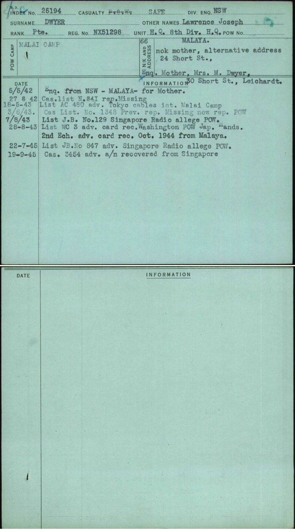 Dwyer, Lawrence Joseph, NX51298