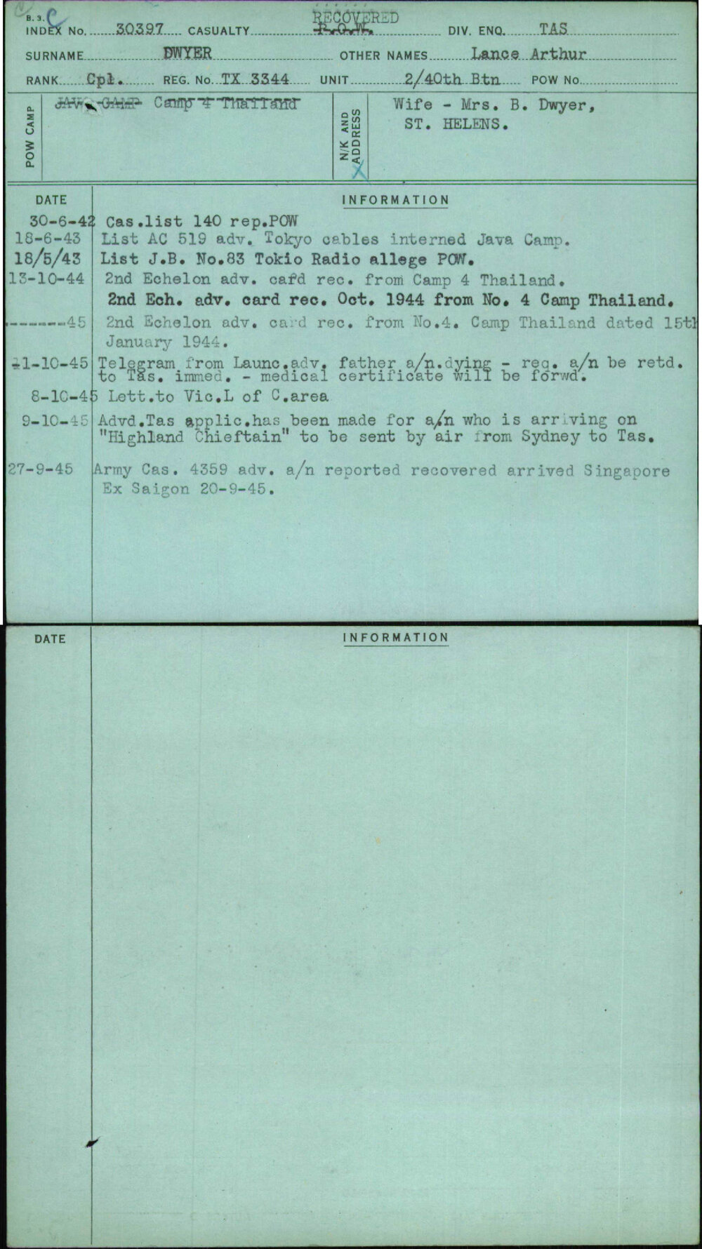 Dwyer, Lance Arthur, TX3344