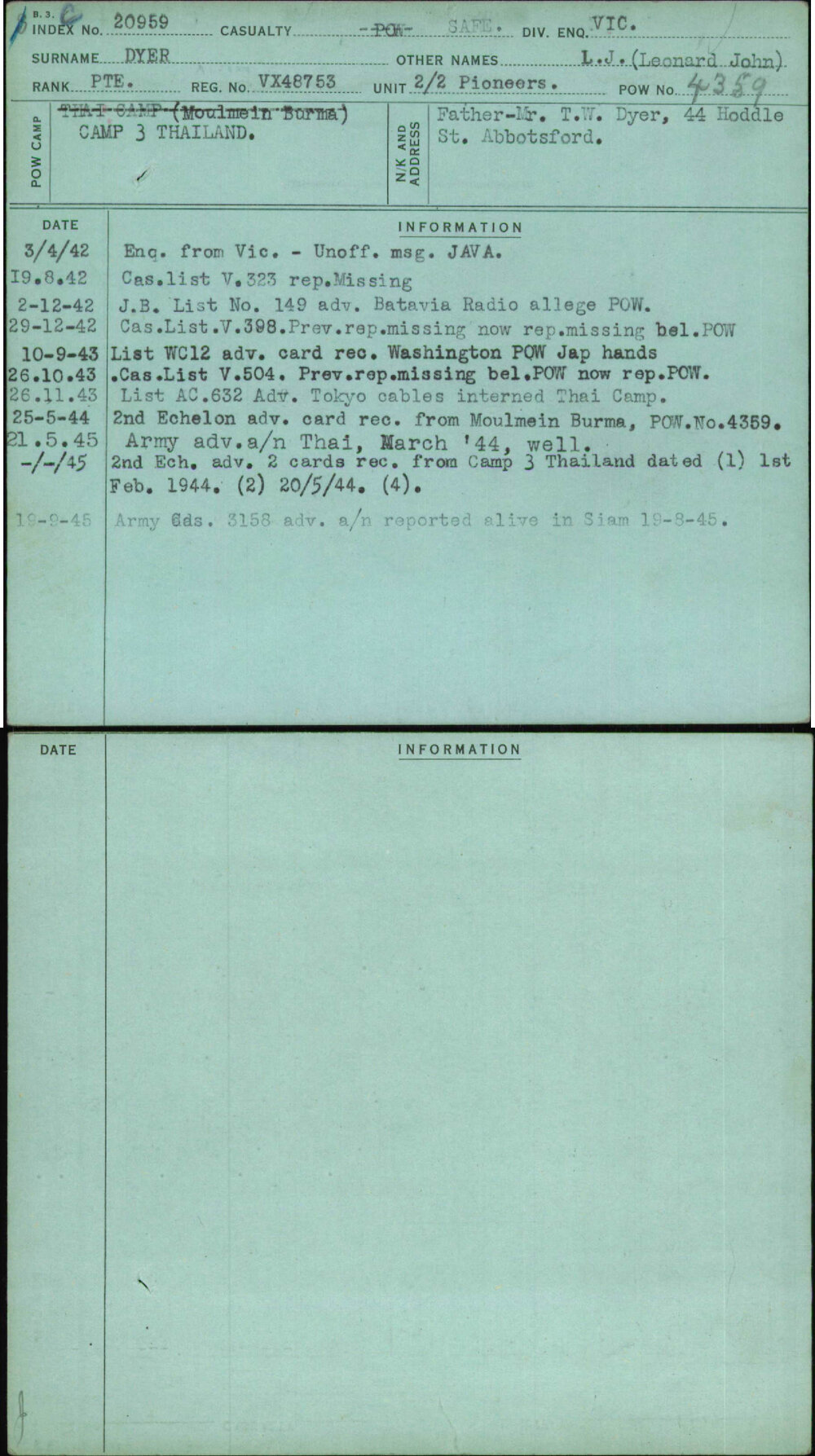 Dyer, L J (Leonard John), VX48753