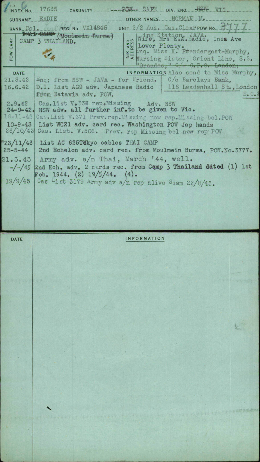 Eadie, Norman M, VX14845