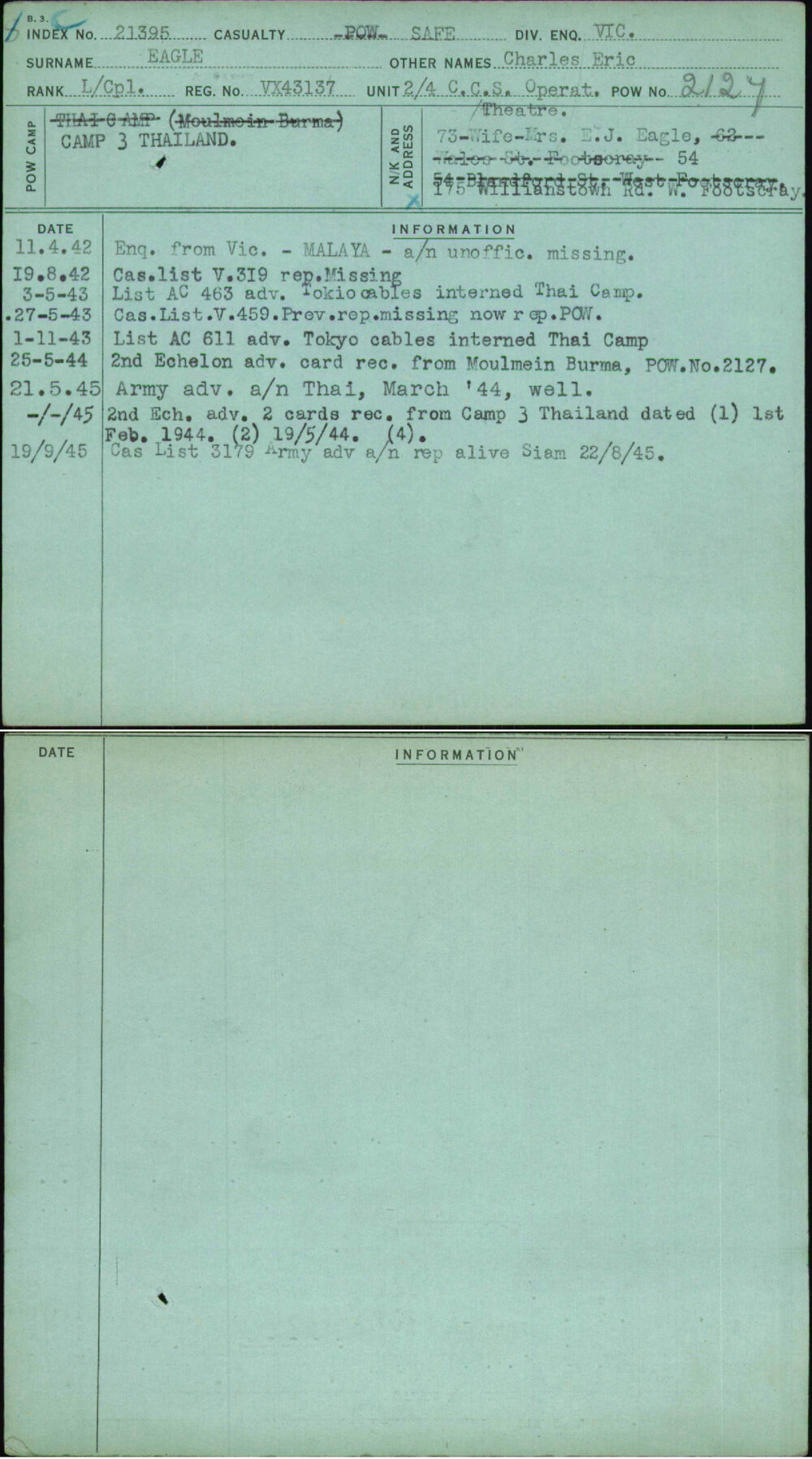 Eagle, Charles Eric, VX43137