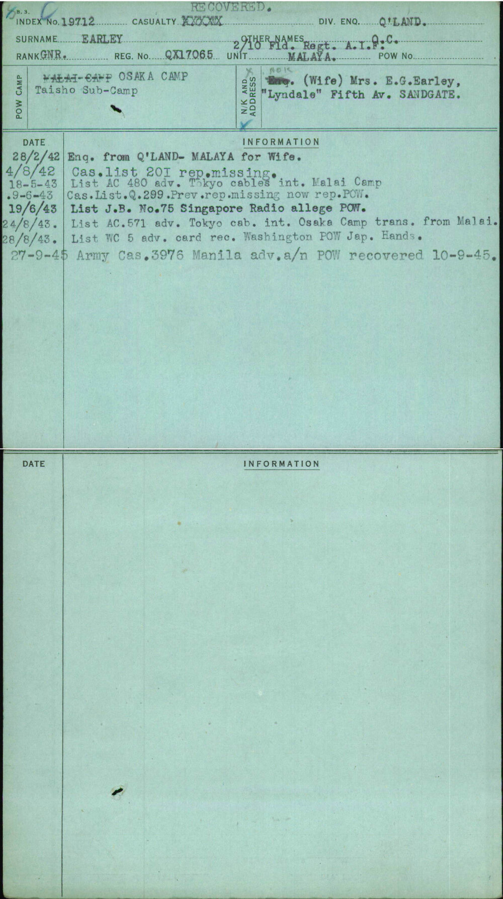 Earley, O C, QX17065