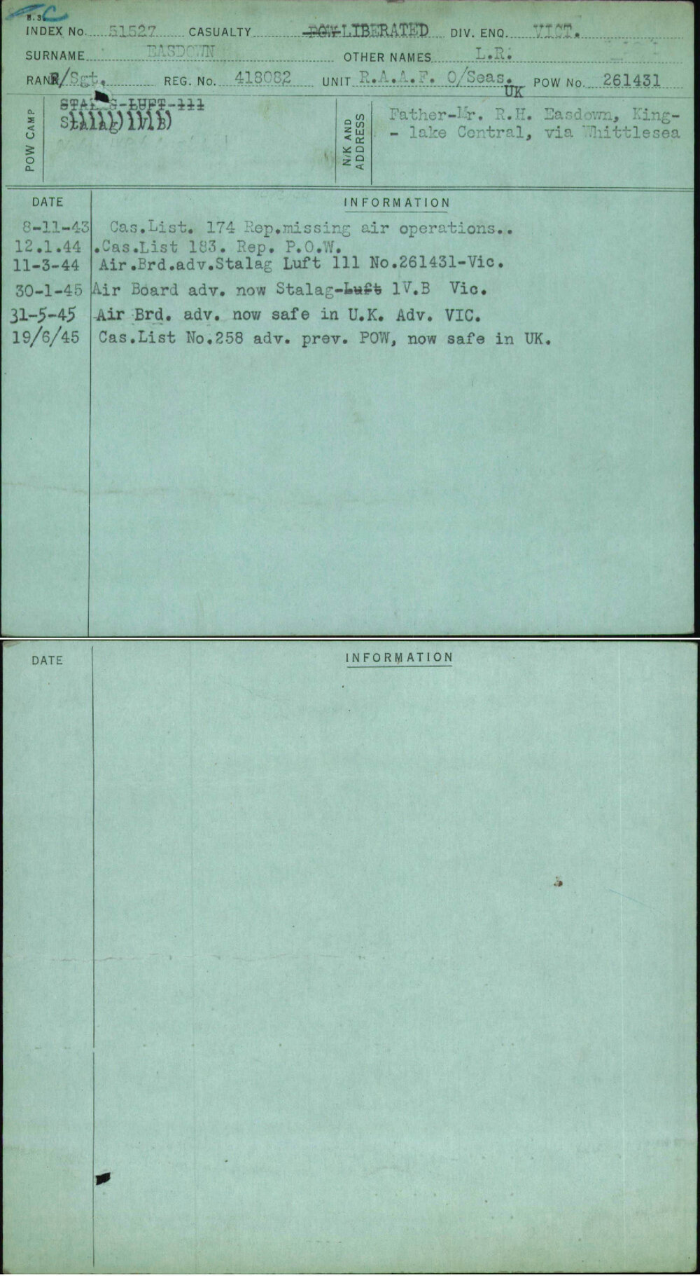 Easdown, L R, 418082